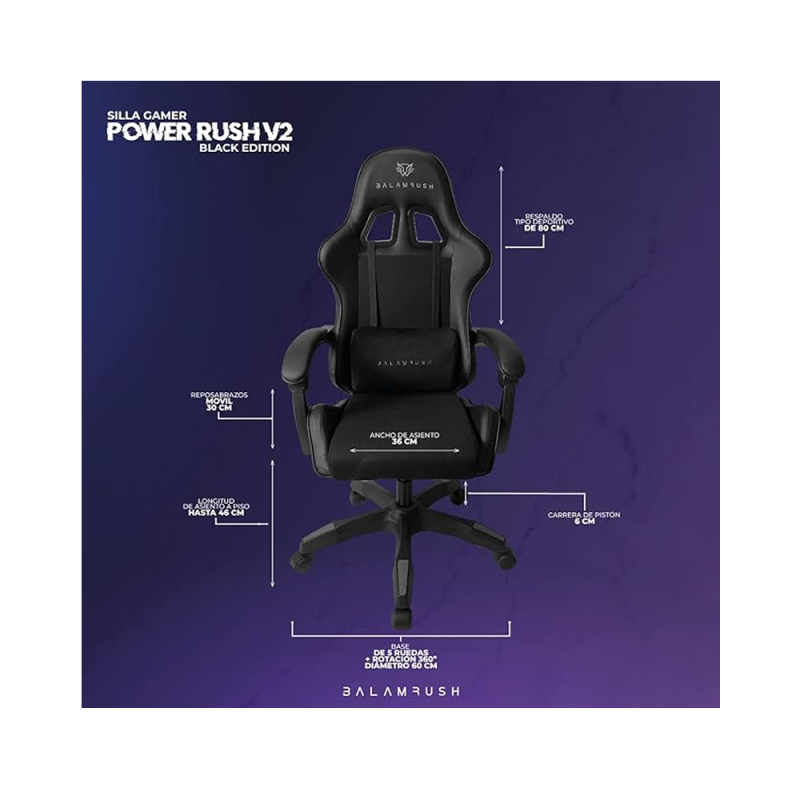 electronica Audio y Video Silla Gamer Power Rush V2 Black BR-934534 8