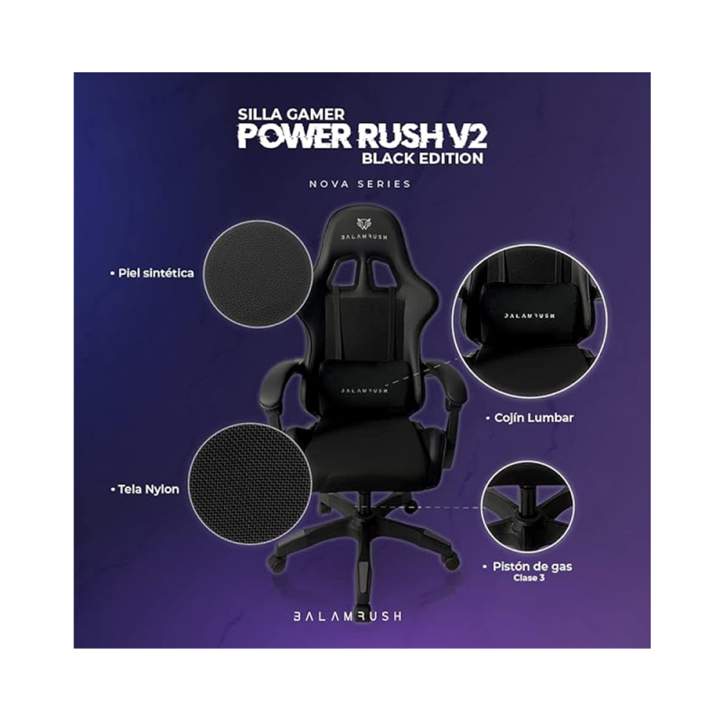 electronica Audio y Video Silla Gamer Power Rush V2 Black BR-934534 6